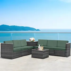 Solid Color Outdoor Sofa Cover, 8 Counts/set High Elasticity Sofa Seat Cover, Soft Washable Sofa Cover for Home Garden Patio Yard