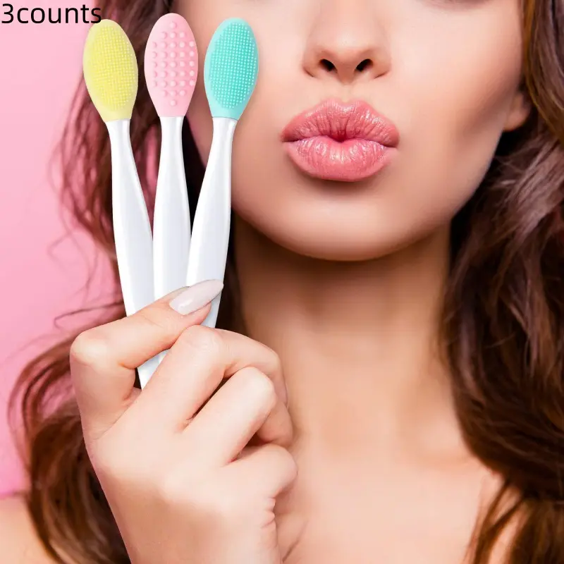 3-Piece 2-In-1 Silicone Blackhead Cleansing Brush, Dual-Sided Nose Brush, Face & Lip Cleaner, Facial Cleanser Brush, Makeup Brush, Pore Remover, Unisex Soft Gentle Exfoliating Brush, Facial Cleansing Tools