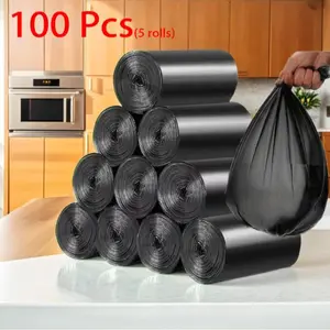 100pcs Sturdy Trash Bags 5-7L, Portable Simple Durable Trash Bag Garbage Bags for Home Bathroom Kitchen Office Car, Cost-Effective Clearance Items