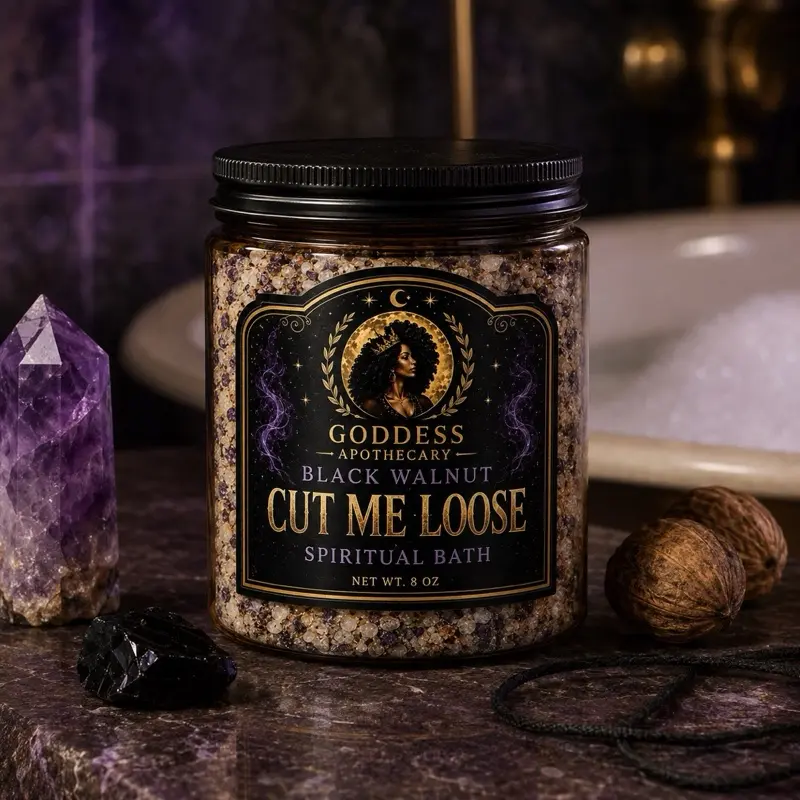 Goddess Apothecary Black Walnut Cord Cutting Liquid Bath - Cut Me Loose Uncrossing Cleansing, Botanical Aromatherapy Formula for Meditation, Prayer, Candle Rituals, Cherry