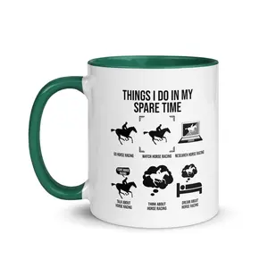 Funny Horse Racing Coffee Mug, Unique Cute Cartoon Sarcastic Meme Joke Cup, Perfect Birthday Christmas Gift Ideas for Horse Racing Lovers Equestrians Men Women Friends Family Coworkers, 11oz/15oz Daily Drinkware