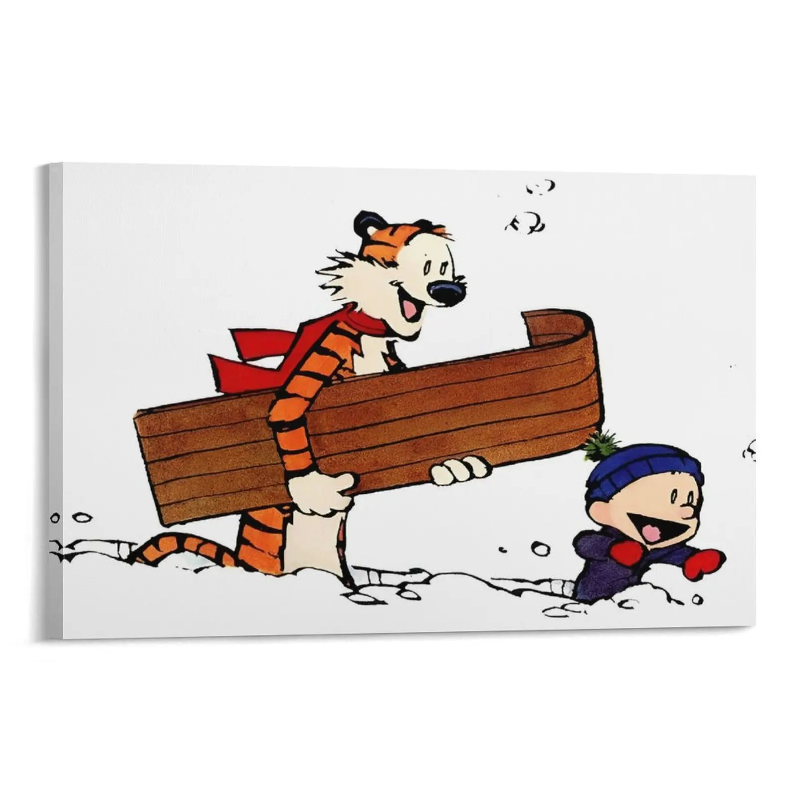 Funny Calvin Hobbes Adventures in Imagination Canvas Poster - Snow Fun Art for Kids Room & Family Den Canvas Poster Bedroom Decor Sports Landscape Office Room Decor Gift Frames Ornaments Wall Print