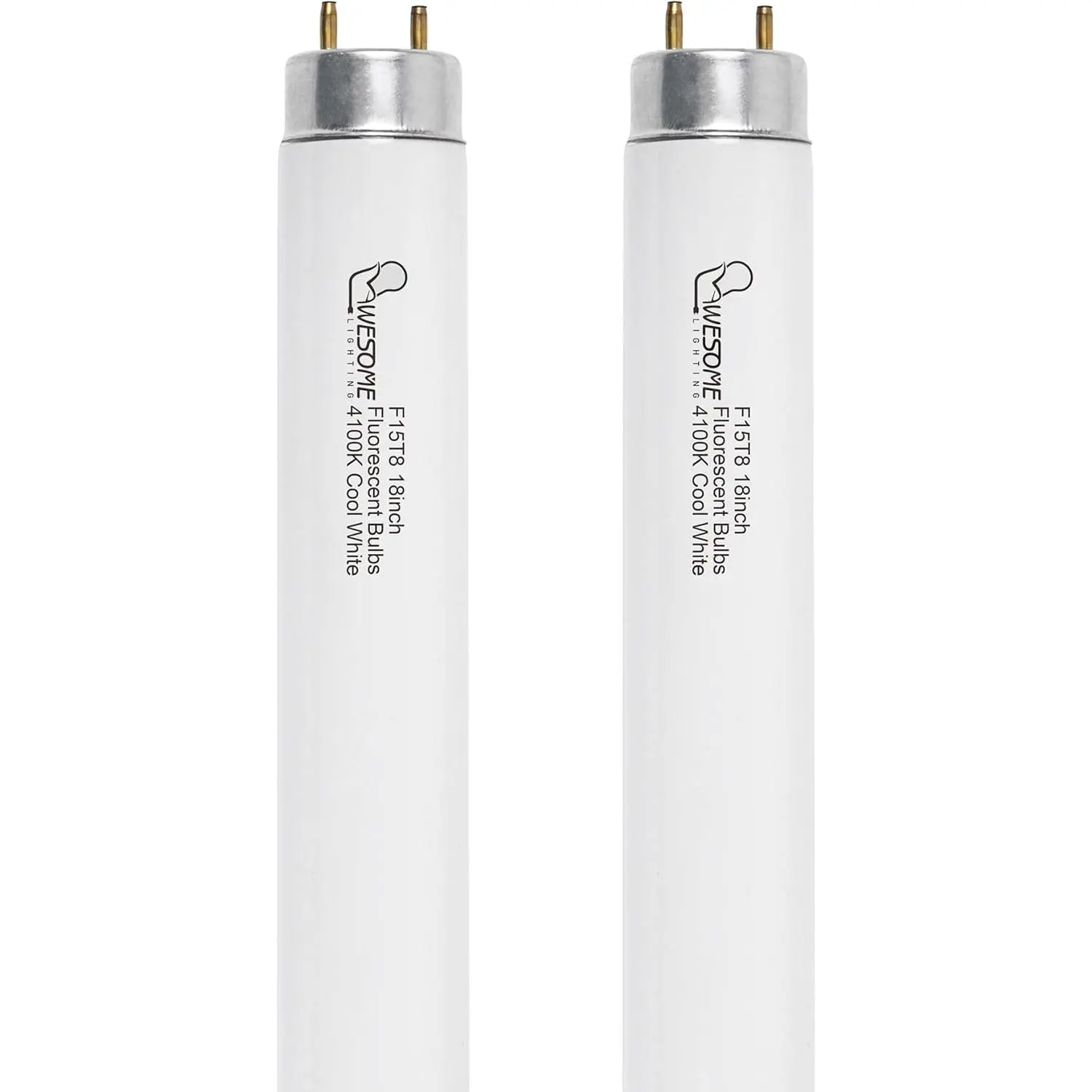 18 Inch F15T8/CW Fluorescent Light Bulb, 4100K Cool White, T8 15 Watts Fluorescent Bulb, Replacement Tube for Counter and Cabinet Fixture, G13 Base - 2 Pack