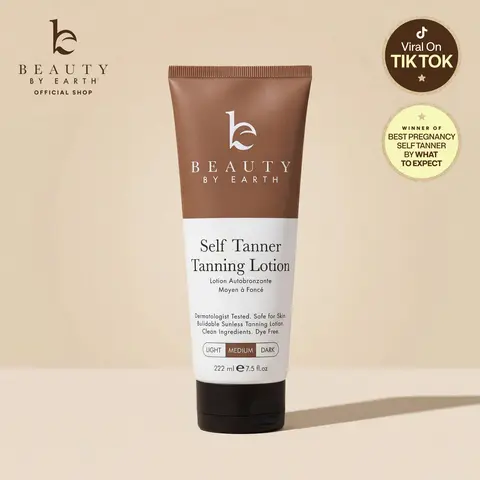 Beauty by Earth Self Tanner Body Lotion - Best Gradual Natural Bronzed Sunless Hydrating Streak Free Tanning Glow Made in USA, Vegan Cruelty Free Pregnancy Safe
