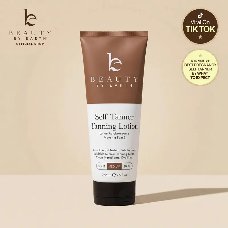 Beauty by Earth Self Tanner Body Lotion - Best Gradual Natural Bronzed Sunless Hydrating Streak Free Tanning Glow Made in USA, Vegan Cruelty Free Pregnancy Safe