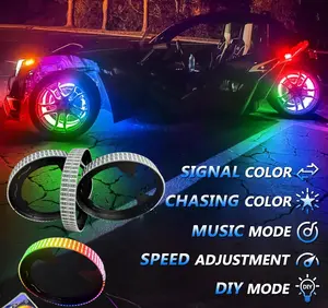 8Rolls CHASING Brightest LED Dual Quad Strips Wheel Lights for Slingshot 2015-2025 with Signal Color Chasing Music Mode Speed Adjustment DIY Mode