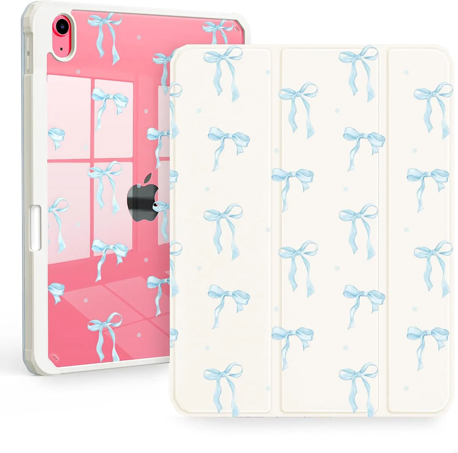CACOE Cute Case for iPad A16 11th Gen/iPad 10th Gen,Tablet Cover, Protective Casing Aesthetic Floral Clear Acrylic Back Cover with Pencil Holder, Auto Sleep/Wake, Dual Stand Angles for Women Girls
