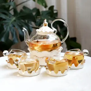 Nordic Afternoon Tea Set Flower Tea Cup Set Boiled Fruit Teapot Candle Heated Teapot Home Gifr
