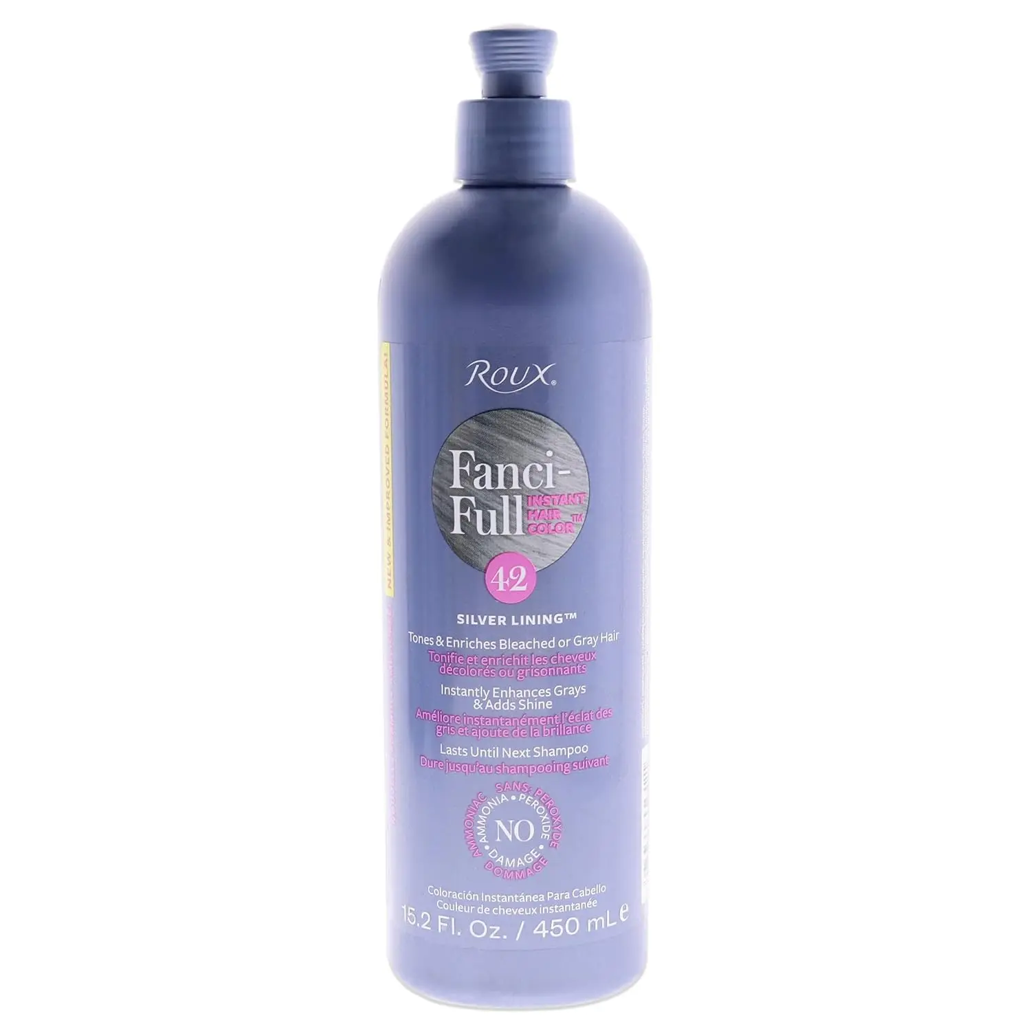 Roux Fanci-Full Instant Hair Color Rinse (42 Silver Lining) - 15.2 Oz Silver Hair Natural Dye, Temporarily Evens Tones, Blends Away Gray, Non-Bleaching, Ready-To-Use Semi-Permanent Haircare Item, Natural Hair Dye