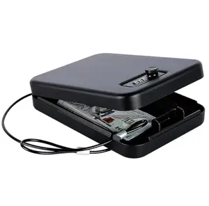 Gun Safe for Pistols Small Handgun Lock Box with Combination Lock Portable Travel Pistol Safe for Car, Home, Travel