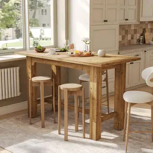 Tribesigns Solid Wood Pub Table, 63-Inch Counter Height for Kitchen Bar, Rectangular Dining Table, Brown