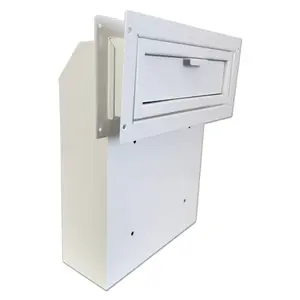 D1B-W - Through The Door Mail Drop Box - 1.5mm Steel Payment Dropbox - Door Mount Theft Proof Mailbox - Locking Deposit Drop Box for Night Key, Deposit, Cash, and Rent, Light Gray