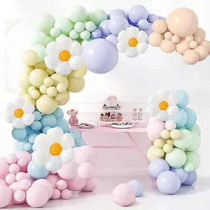 133Pcs Daisy Balloon Garland Arch Kit, White Daisy Flower Macaron Pastel Balloons Garland, Baby Shower, Daisy Wedding Girls Birthday Party Balloon, Arch Pastel Boho Balloon Garland Kit Decor Wall