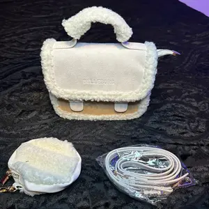 Beige mini fur bag