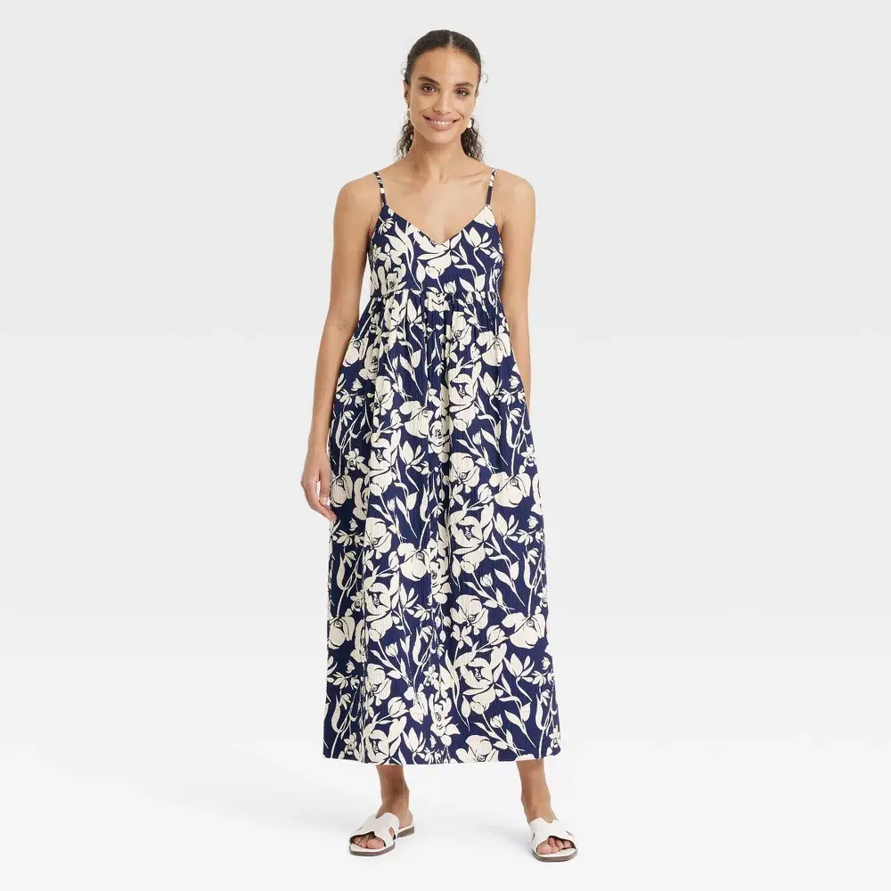 Women's Seersucker Maxi A-Line Dress - A New Day - TikTok Shop