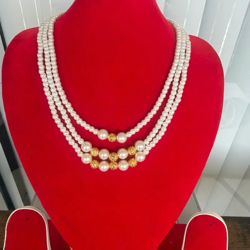 Faux pearl/moti 3 layer Necklace