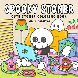 Spooky Stoner: Cute Stoner Coloring Book Featuring Adorable Ghosts and Creepy Creatures Vibing in High Moments for Relaxation, Paperback