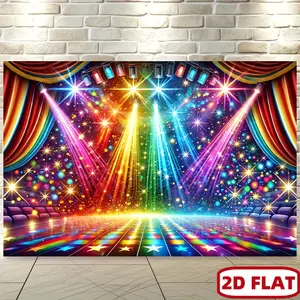 Stage & Light Effect Backdrop – Colorful Spotlight Theme Tapestry, Wall Hanging, Photography Background, Polyester HD Print, Living Room, Event, Party, Decor