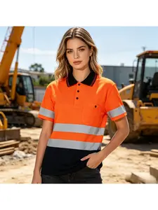 Women Summer Thin Reflective Safety T-Shirt Short Sleeve Work Clothes Breathable High Visibility Working Uniform For Female Sanitation Workers Road Maintenance Staff