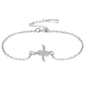 Zircon Infinity Cross Bracelet Faith Jewelry Gift for Women Daily Wear