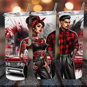 Chicano Couple Lowrider Style Tumbler
