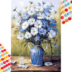 5D DIY Diamond Arts Colorful Painting Kit, Crafts, Daisy in Vase Pattern Diamond Arts Colorful Painting Without Frame, DIY Decor Painting for Bedroom