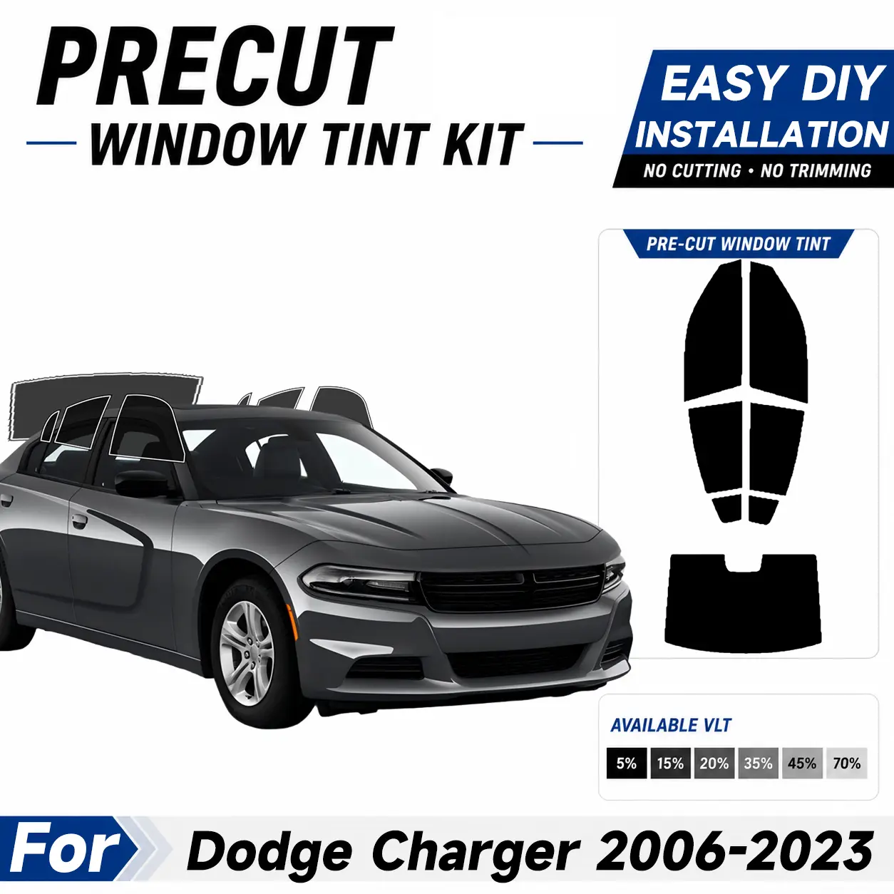 Pre Cut Window Tints for Dodge Charger 2006-2023, Computer precut Car Sunshade Windshield window tint for vehicles