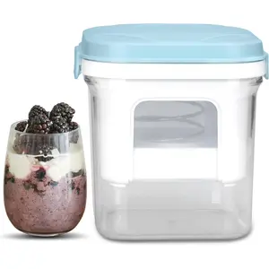 Greek Yogurt Strainer with Lid, Yogurt Maker, Yoghurt Filter with Ultra Fine Nylon Mesh Strainer &  Filtration, 1.5Qt Thick & Creamy Greek Yogurt, , Aqua Blue