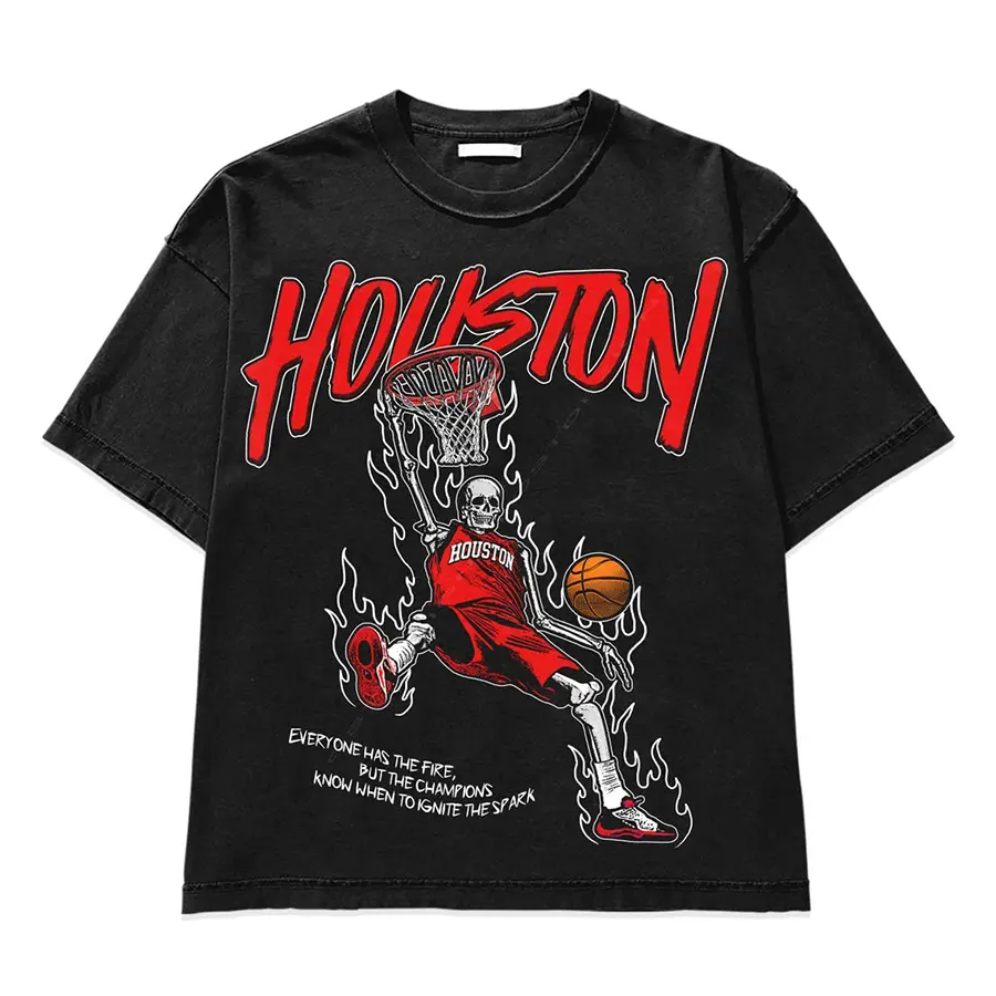 Houston Basketball T-Shirt, Vintage Houston Graphic Bootleg Tee, Retro Sports Fan Shirt, Casual Streetwear Top, Fashion Daily Wear, Trendy Graphic Tees for Basketball Lovers