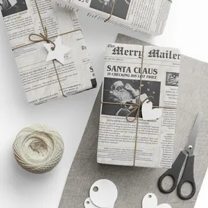 [Sale off up to 50%] Vintage Christmas Newspaper Wrapping Paper, Santa Claus Gift Wrap, Holiday News Print, Retro Christmas Wrapping Paper, The Merry Mailer