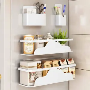 4 Pack Spice Rack for Refrigerator Shelf for Fridge and Pen Holder Organizer White