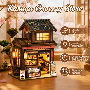 NOANTA Kasuga Grocery Store Book Nook Kit,Relaxing DIY 3D Puzzle. Rustic Wooden Bookshelf Decor  Victorian Style Miniature Model. Cute Snacks  Cat Decor,Birthday Gift