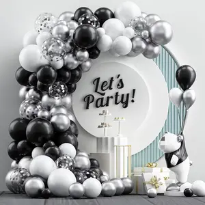 85pcs Black Silver Balloons Arch Garland Kit Graduation Decor New Year Ballon Garland Kid Birthday Party Baby Shower Decoration Globos