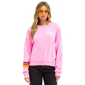 UNIVERSITY OF TEXAS RUGBY STITCH CREW SWEATSHIRT RELAXED - NEON PINK