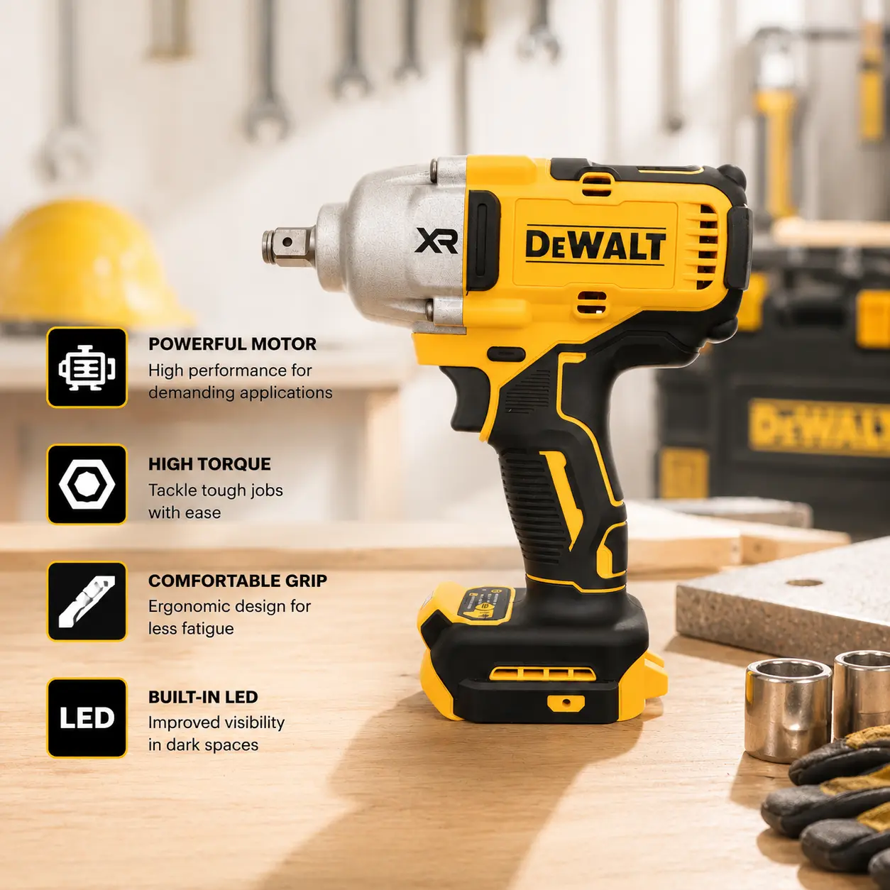 DEWALT DCF900 1/2" Hog Ring Anvil Brushless Cordless High Torque Impact Wrench - Tools and Hardware Tasks Hand Tool Accessory for DIY Enthusiasts (Brushless Technology, Cordless Design)