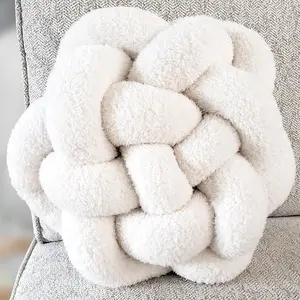 Large White Knot Pillow | 13" Knotted Pillow |  Knot Throw Pillow | Cute & Funky Throw Pillows | Bed Decorative Pillows | Sherpa Pillow Material | Knot Pillows