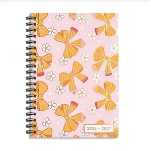 Large Pencil Bowknot, 8.3*5.5 Inches, Ideal for Teachers, Educators, Classroom Management, Planning Supplies, Organizational Tool, stationery office supplies, Spiral Notebook Journal