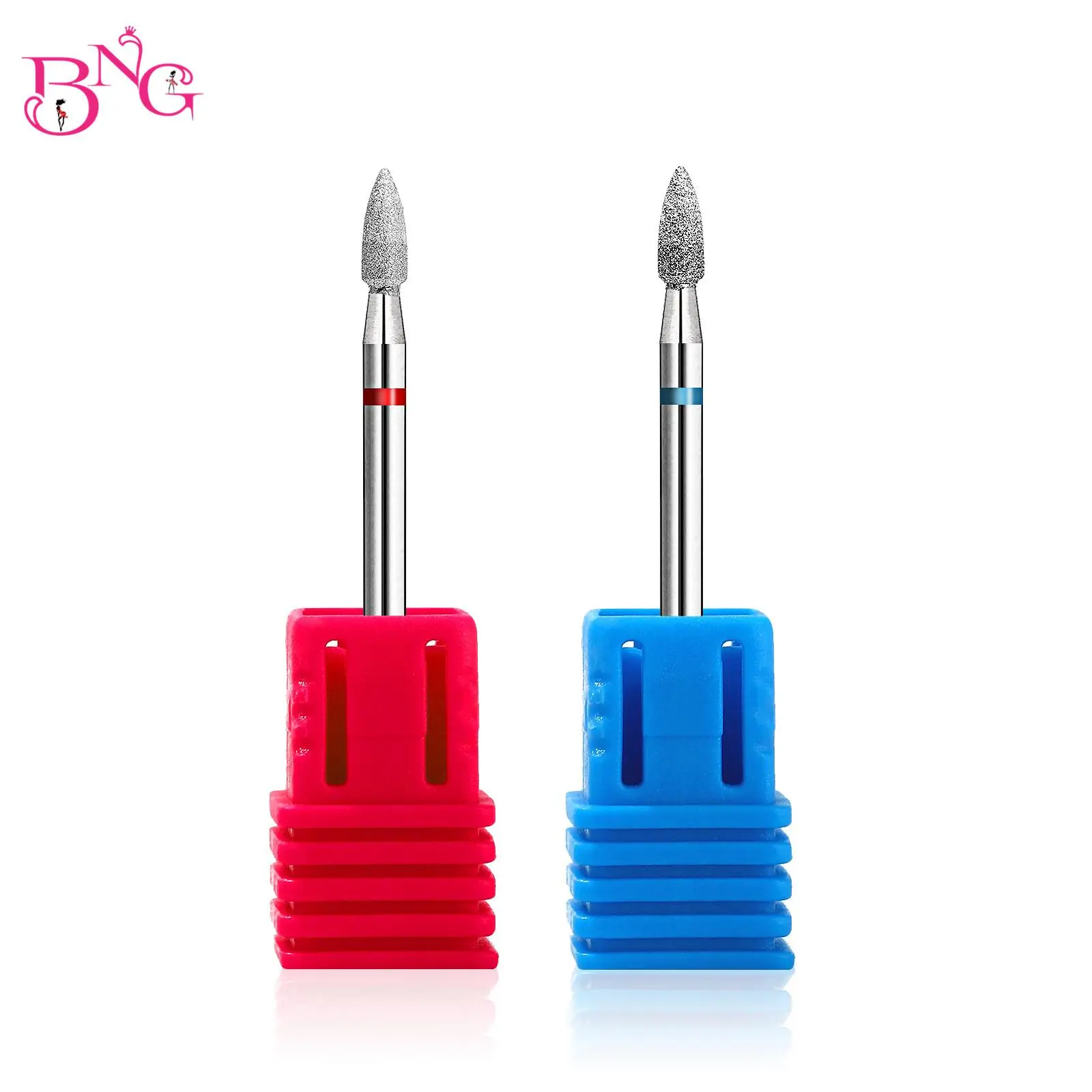 BNG 2PCS Manicure Cutters Set Diamond Nail Drill Bits Cuticle Clean Burr Russian Mills Heads to Nails Pedicure Tools 3/32