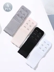 4 Pack Bra Extender Hooks, Adjustable Elastic Non-Slip Bra Straps, Comfortable Back Closure Clips, Women's Underwear Accessories