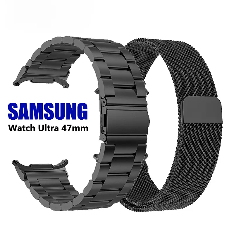 Metal Magnetic Clasp Smart Watch Strap - Stainless Steel Mesh, No Battery Needed, 3 Other Styles Replacement Bracelet for Samsung Galaxy Watch Ultra 1/2 (2025) 47mm Wearable Tech Accessory