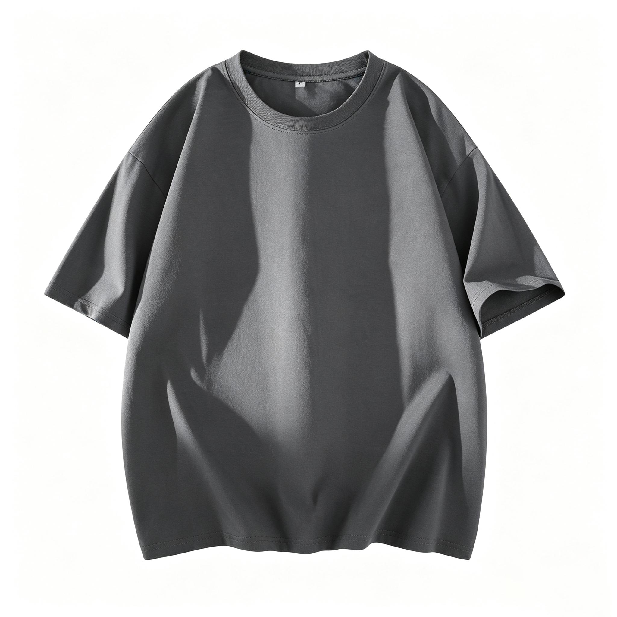 Oversized Plain Crew Neck T-Shirt, Unisex Loose Fit Basic Short Sleeve Tee, Casual Solid Color Minimalist Top For Men Women