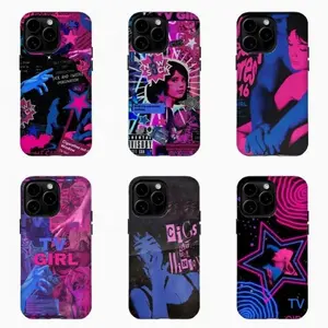 TV Girl Neon Pink & Blue Phone Case, Retro Indie Pop, Compatible with iPhone X, 11, 12, 13, 14, 15, 16, 17 & more