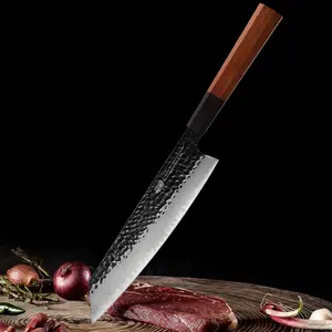 FINDKING 9 Inch Kiritsuke Knife,Japanese Style Knife, Sushi Knife, 9Cr18MoV High Carbon Steel Blade, Professional Kitchen Knife, African Rosewood Octagonal Handle,Dynasty Series, Cutting for Fish, Meat,Vegetable,Fruit