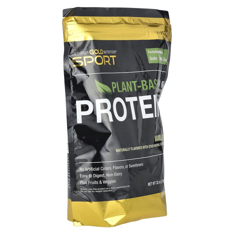 California Gold Nutrition Sport, Vegan Protein with Pea Protein Isolate and Brown Rice Protein, Vanilla, 2 lb (907 g)