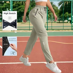 Women’s breathable quick-dry thin summer pants with pockets, ice silk fabric, slimming straight-leg long pants for outdoor sports and hiking