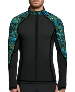 Spacefish Army Hammerhead Hibiscus Eco Full Zip Rash Guard – Men’s Recycled Sun Protection Swimwear
