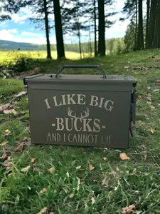 I Like Big Bucks and I Cannot Lie Laser Engraved Ammo Can; .50 Caliber Personalized Ammo Can Gift; Groomsman or Best Man Gift; Outdoorsman Gift; Laser Engraved Ammo Can