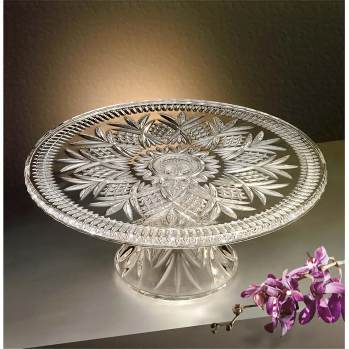 Godinger 25947 Dublin Crystal Footed Cake Plate - 12"x4", Suitable for Guests, Ideal for Dining Area