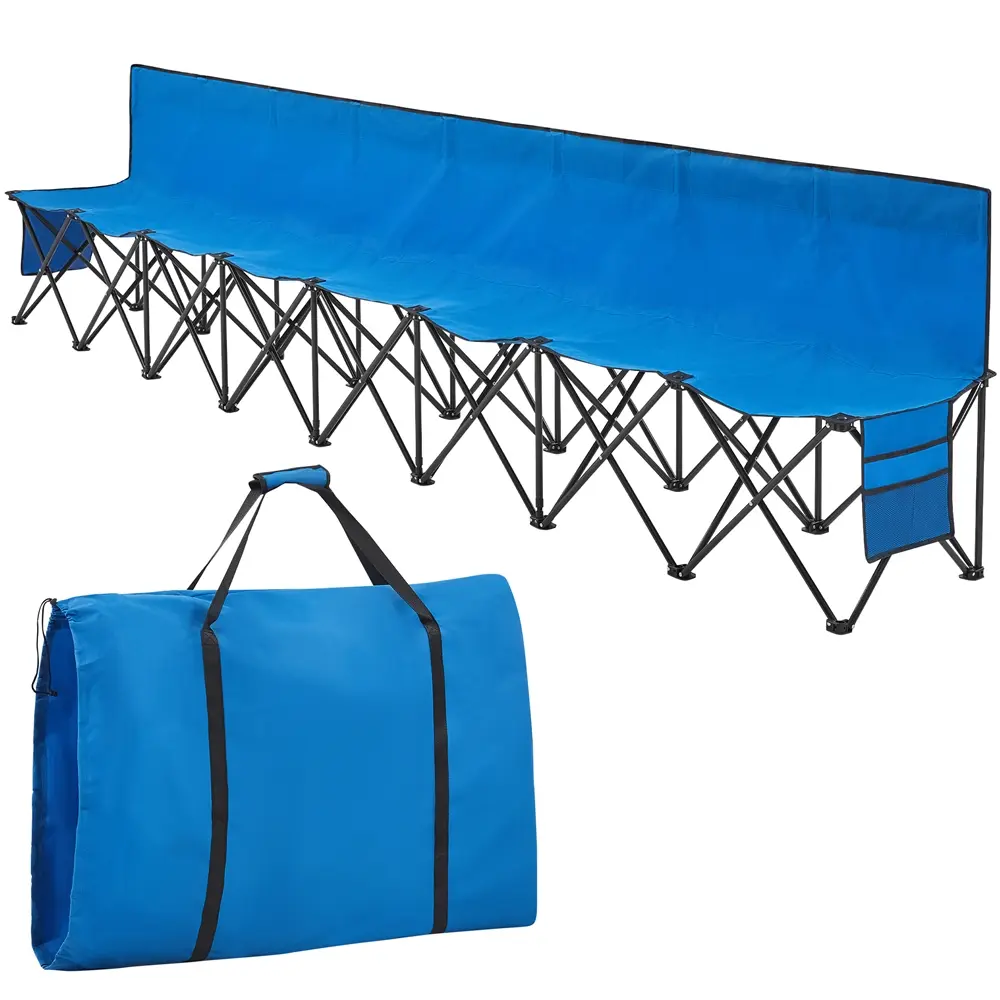 【8 Seats】Yaheetech Portable Folding Bench for Camping Bench Chairs with Backrest 600D Oxford Double Layer Fabric for Sports