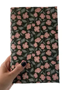 Green Flowers Fabric Book Cover